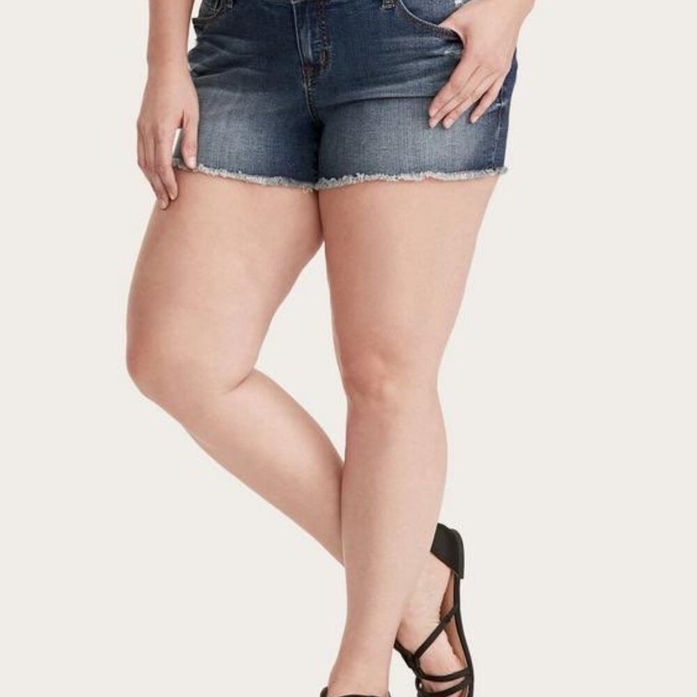 Torrid Dark Wash mid-rise shorts